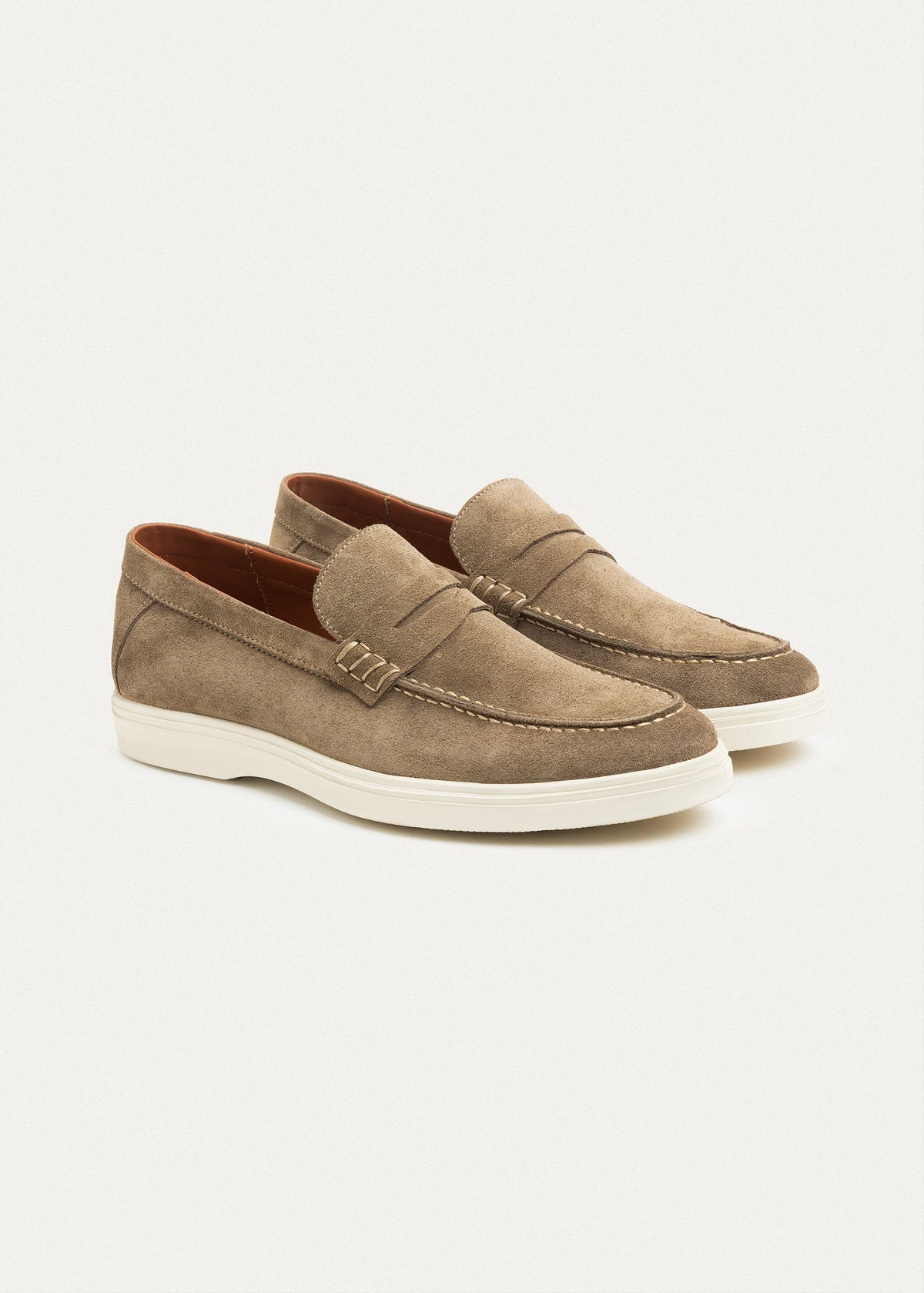 Suede Leather Penny Loafers — Cafe