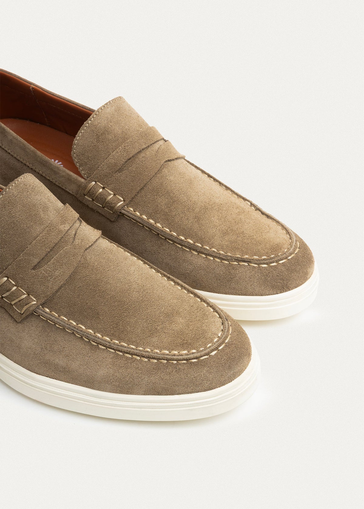 Suede Leather Penny Loafers — Cafe