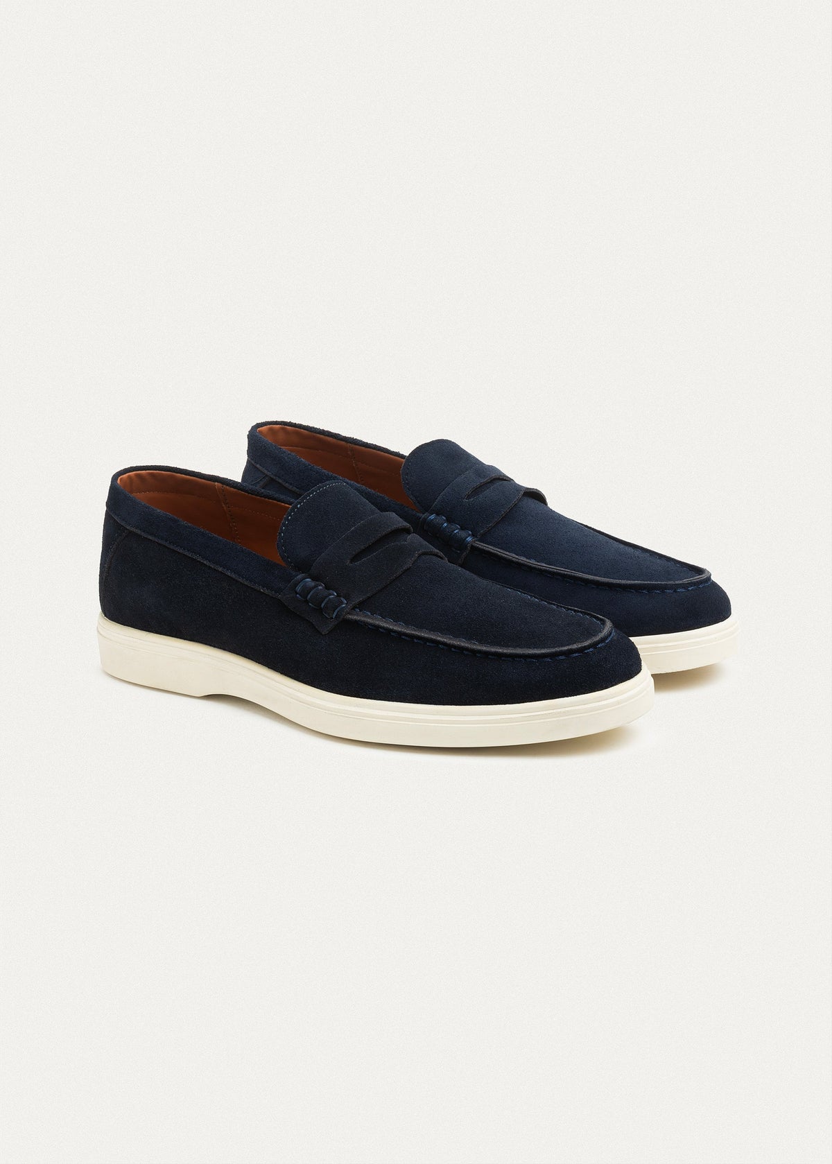 Suede Leather Penny Loafers — NavyBlue