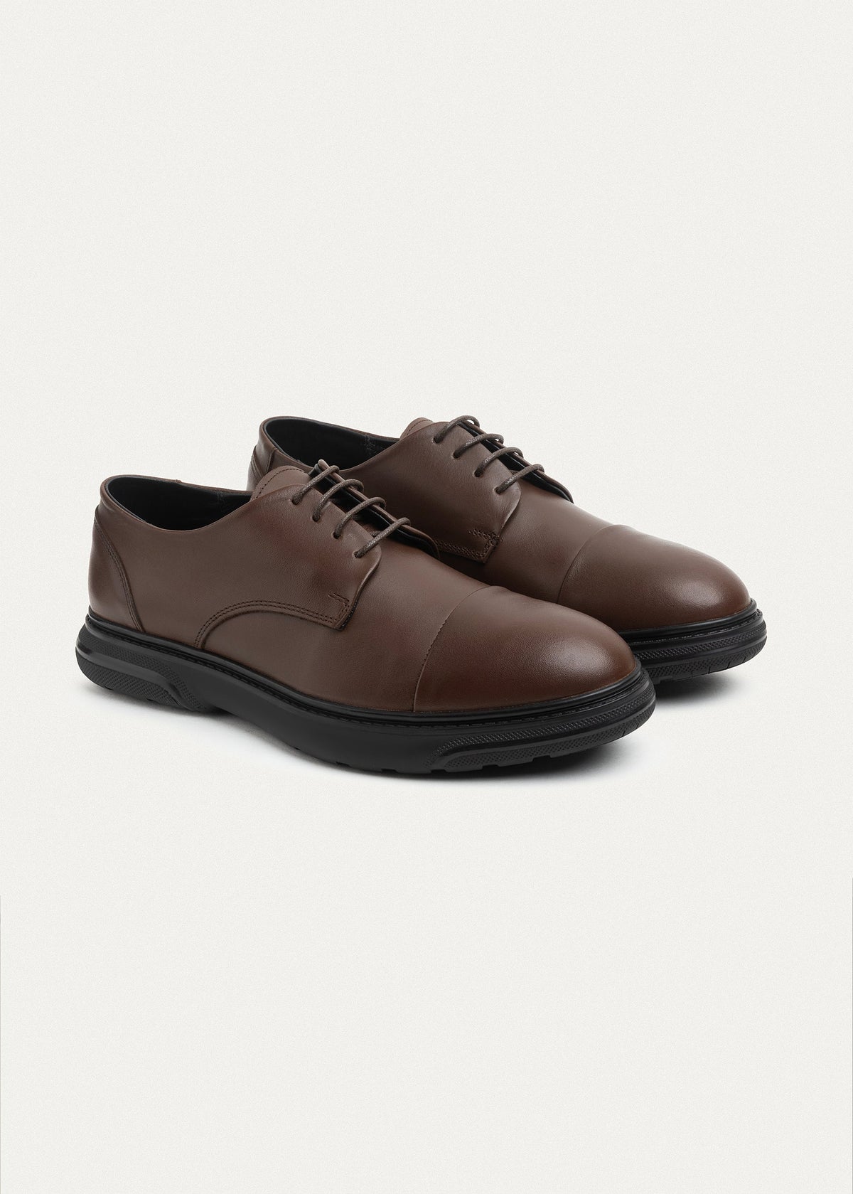 Leather Cap-Toe Oxford — Brown