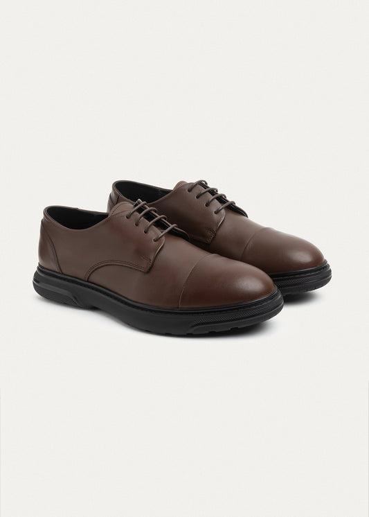 Leather Cap-Toe Oxford — Brown