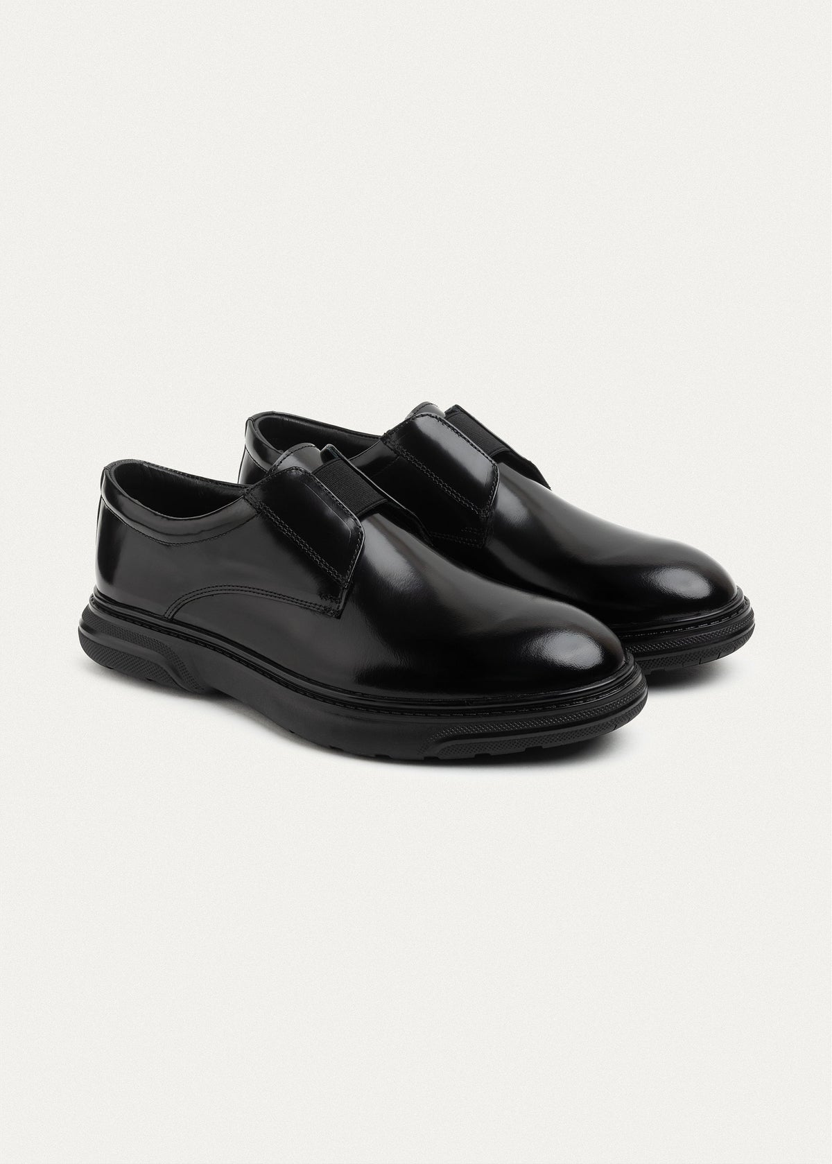 Smooth Leather Elastic Slip-On — Patent Black