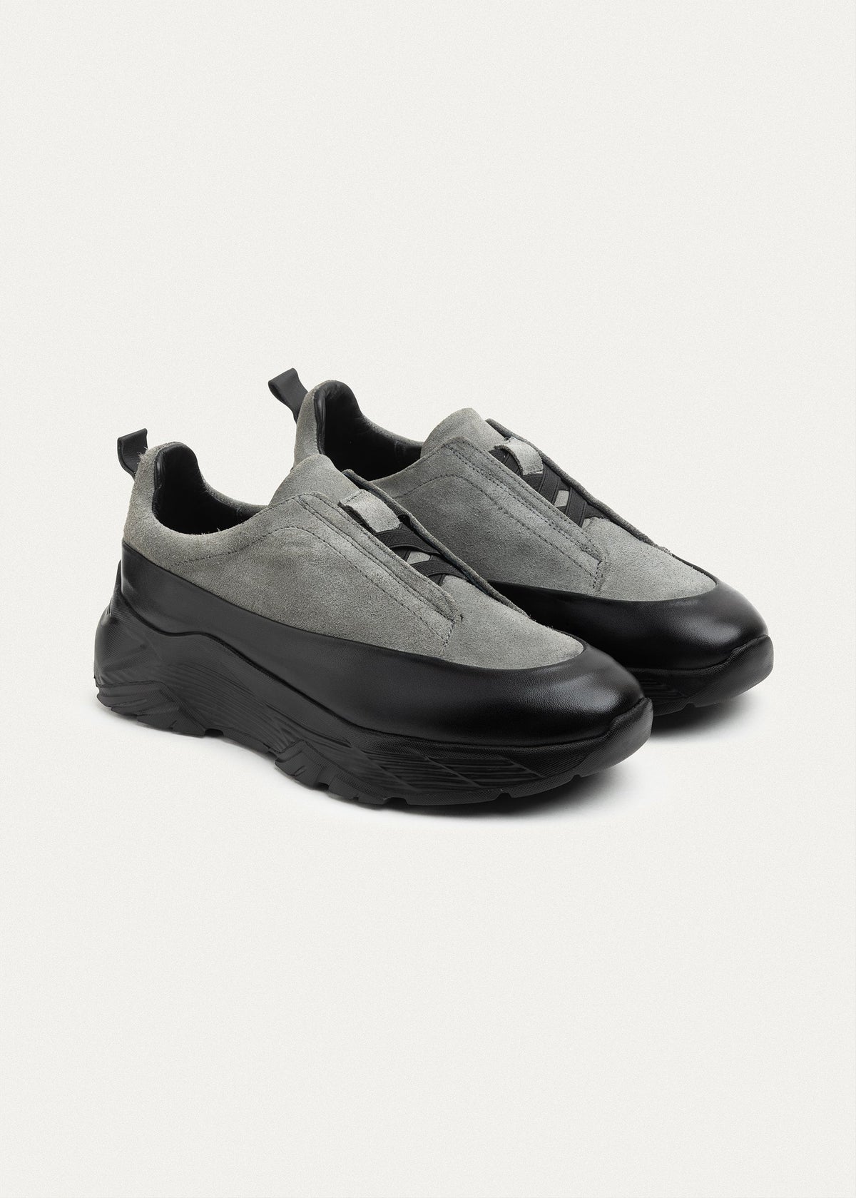 Suede Leather Comfort Trainer — Gray