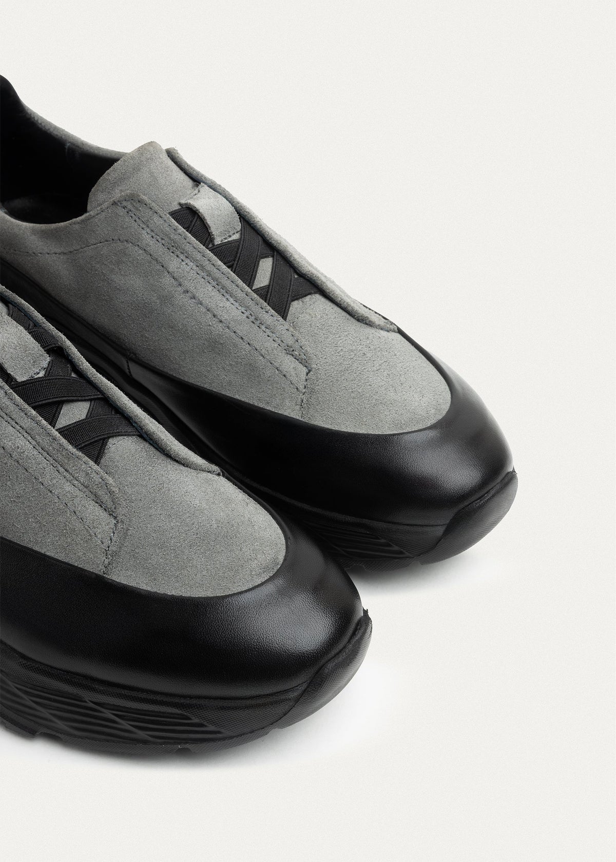 Suede Leather Comfort Trainer — Gray