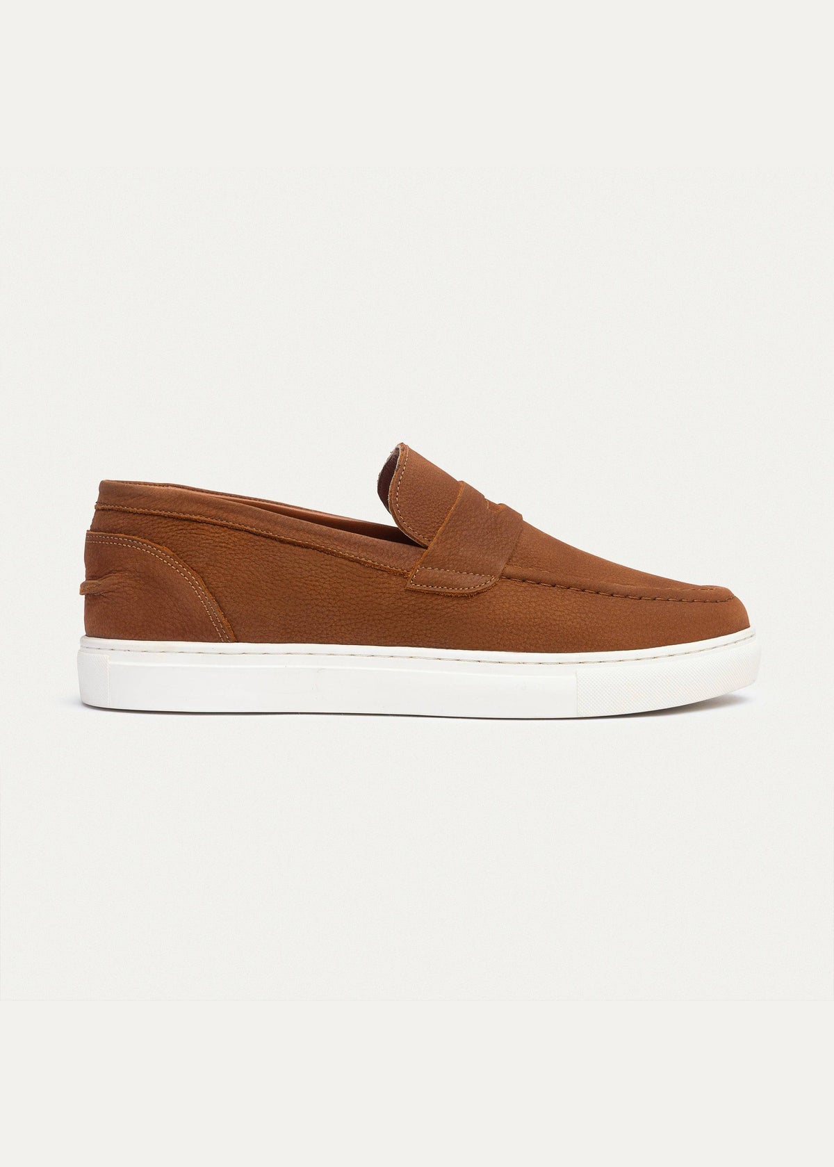 Textured Leather Slip-On Loafer — Cinnamon