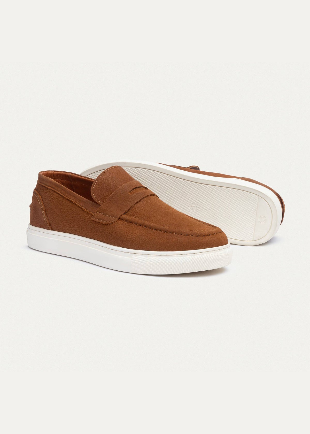 Textured Leather Slip-On Loafer — Cinnamon