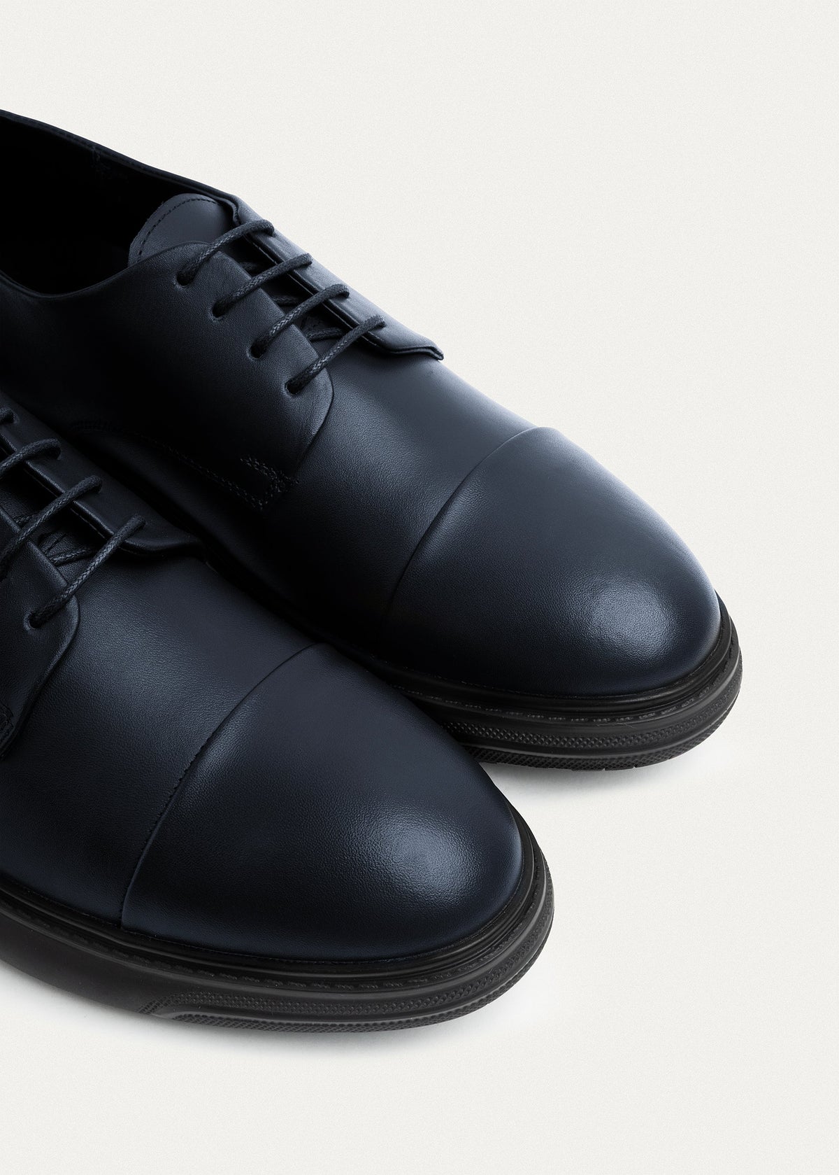 Leather Cap-Toe Oxford — Navy Blue