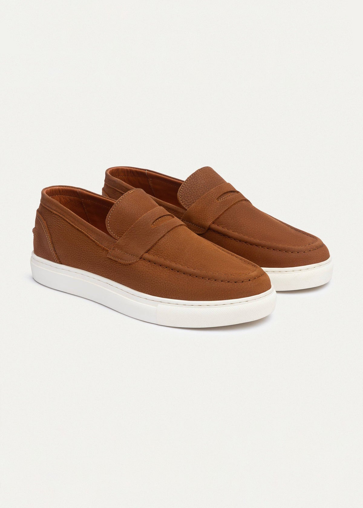 Textured Leather Slip-On Loafer — Cinnamon