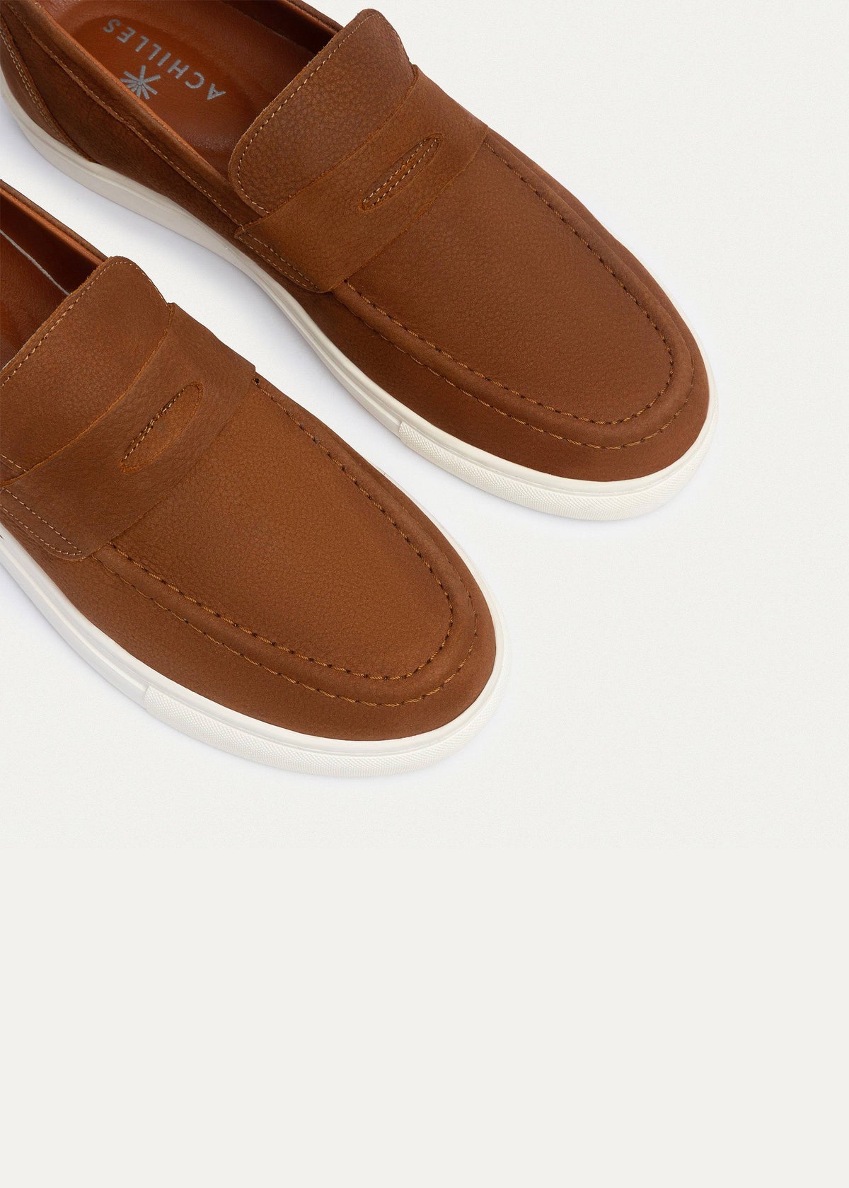 Textured Leather Slip-On Loafer — Cinnamon