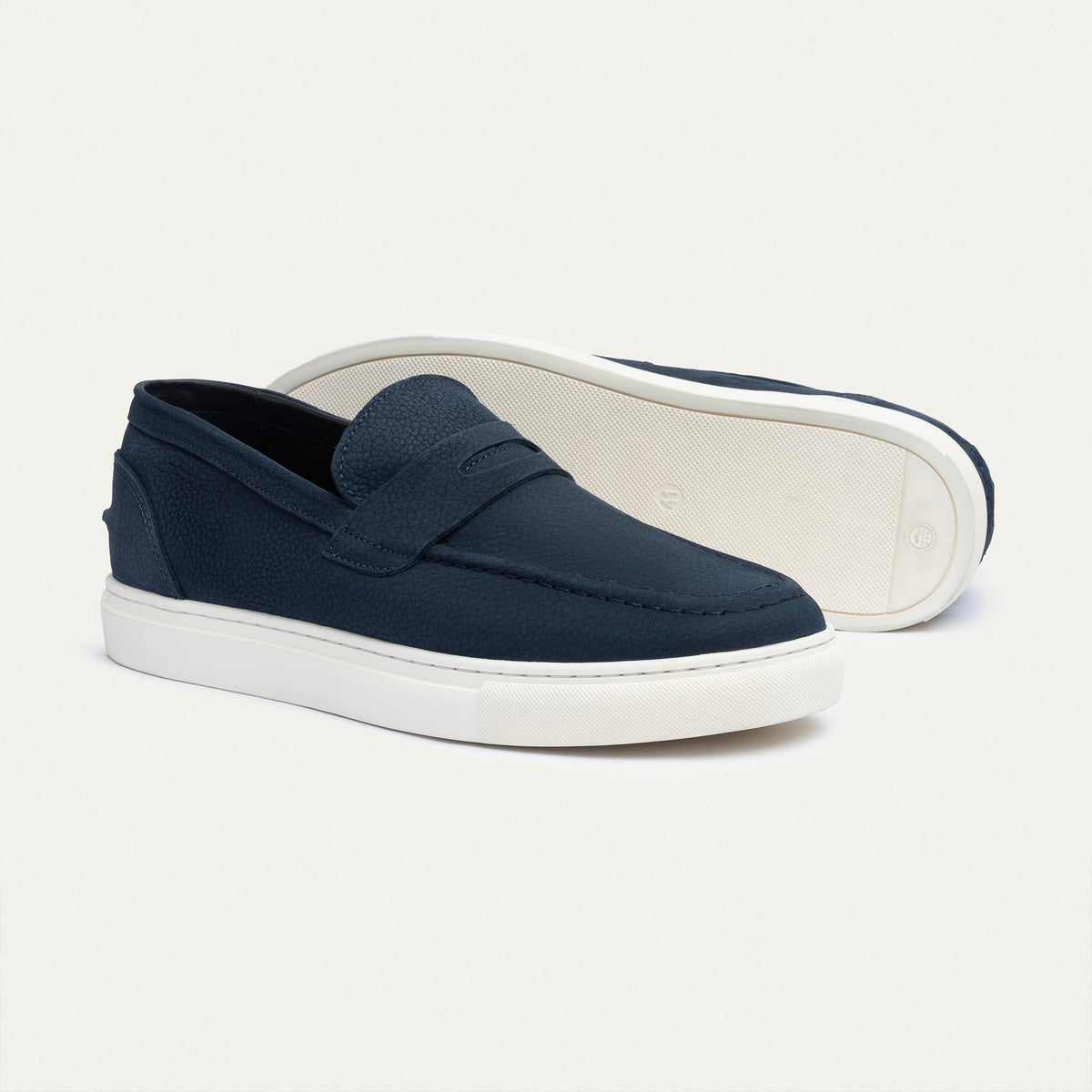 Textured Leather Slip-On Loafer — Navy Blue