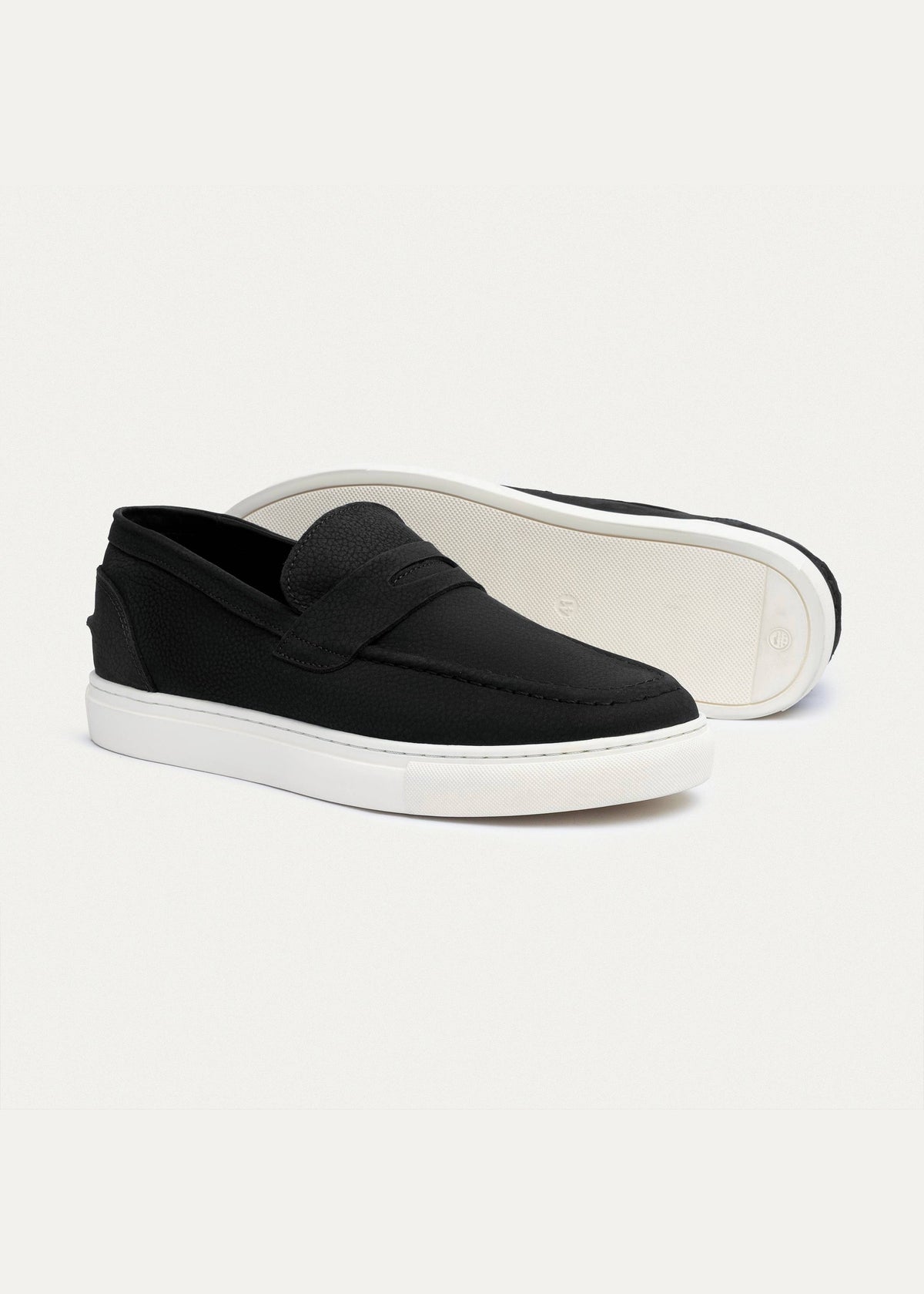 Textured Leather Slip-On Loafer — Black