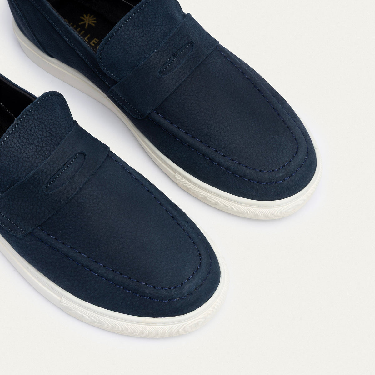 Textured Leather Slip-On Loafer — Navy Blue