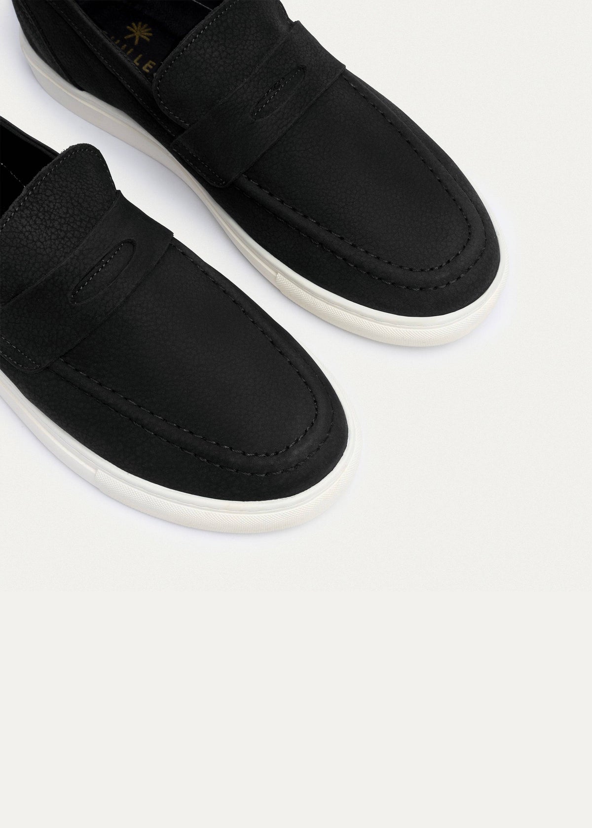 Textured Leather Slip-On Loafer — Black