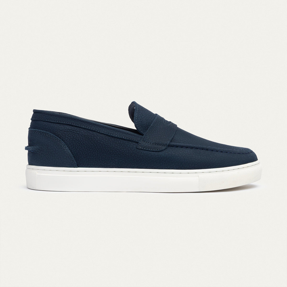 Textured Leather Slip-On Loafer — Navy Blue