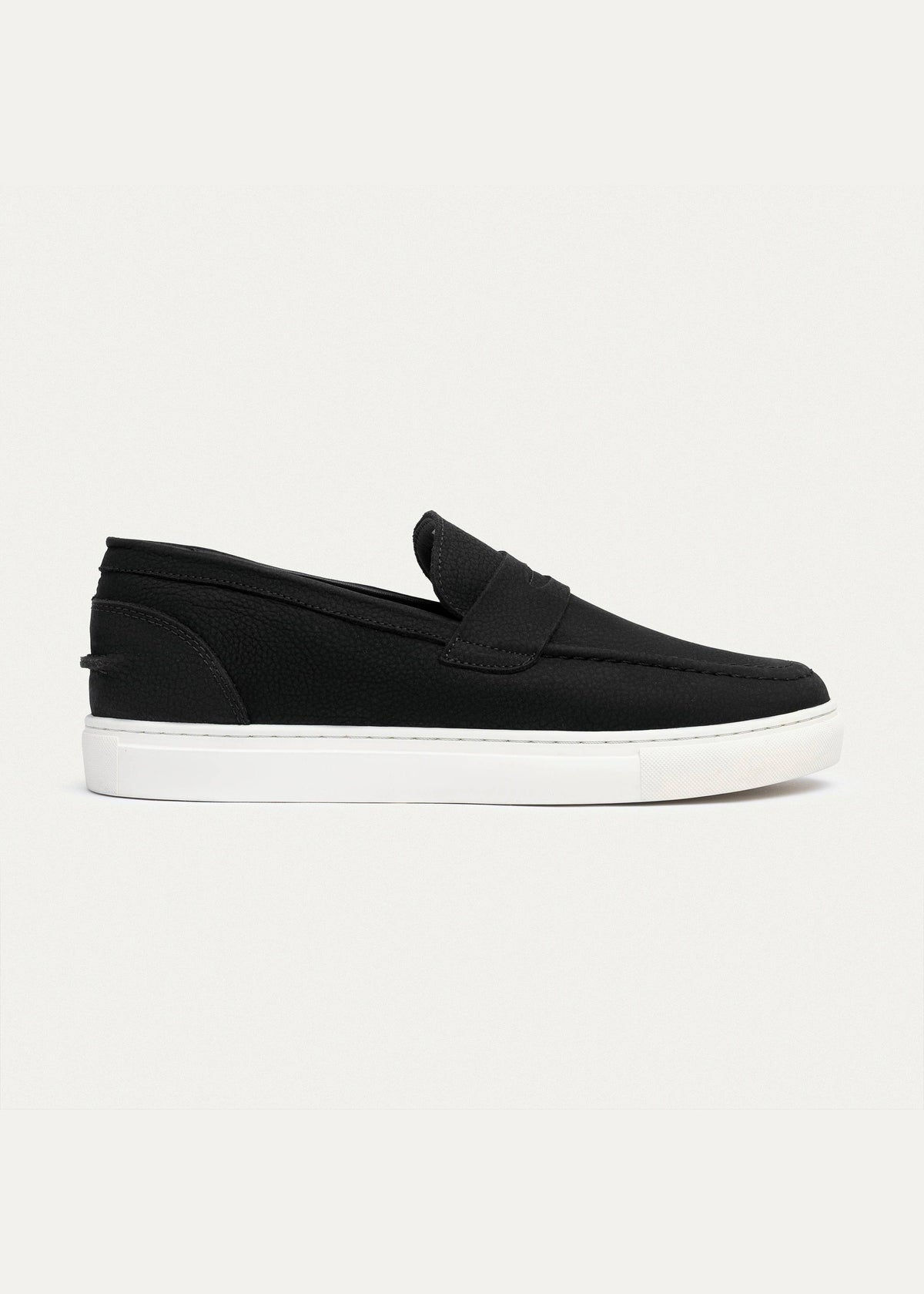 Textured Leather Slip-On Loafer — Black