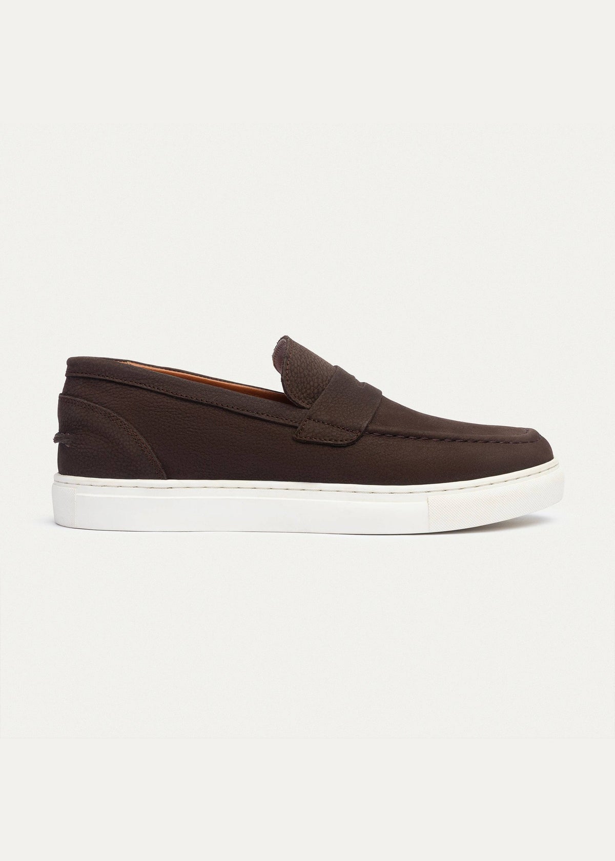 Textured Leather Slip-On Loafer — Brown