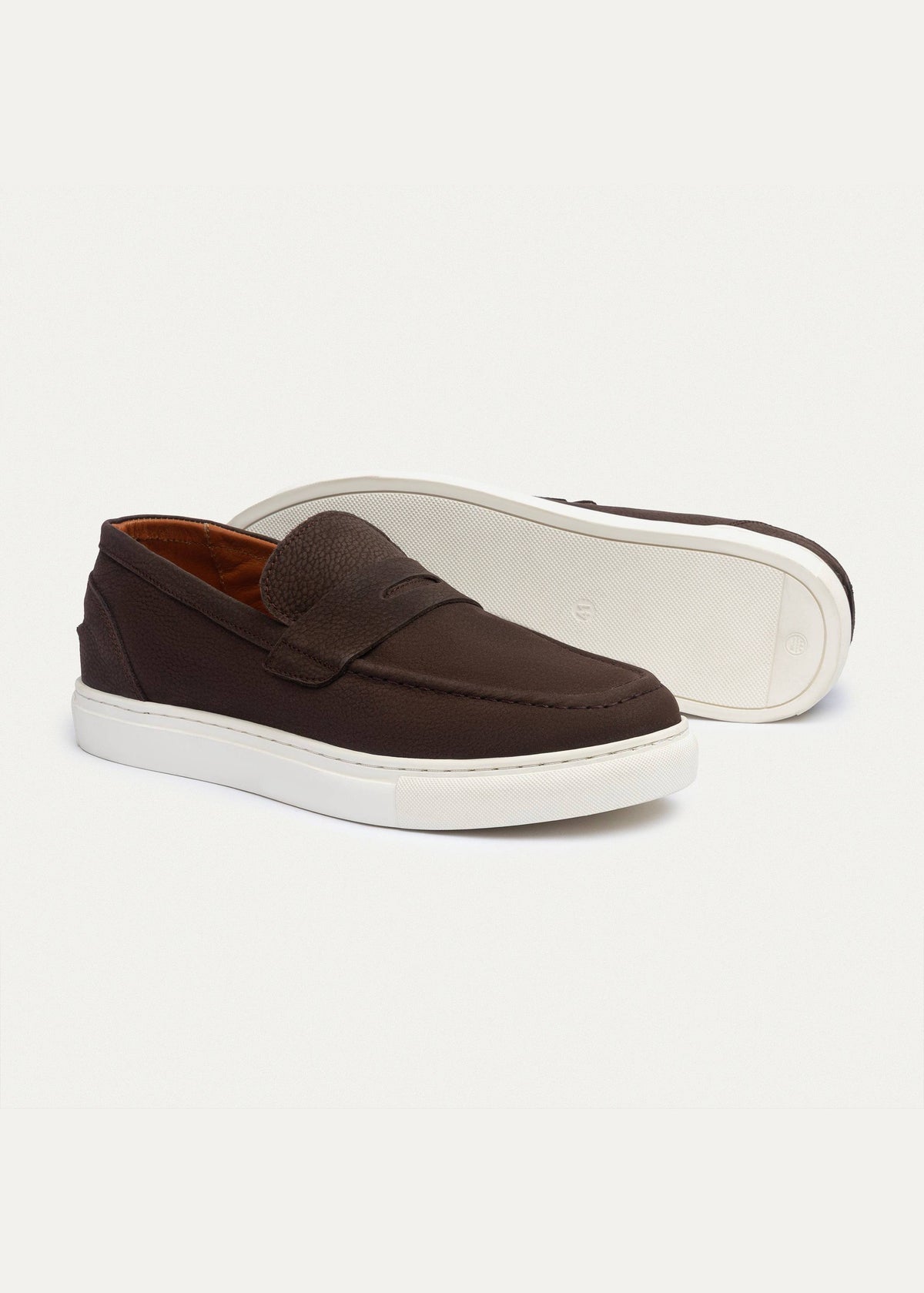 Textured Leather Slip-On Loafer — Brown