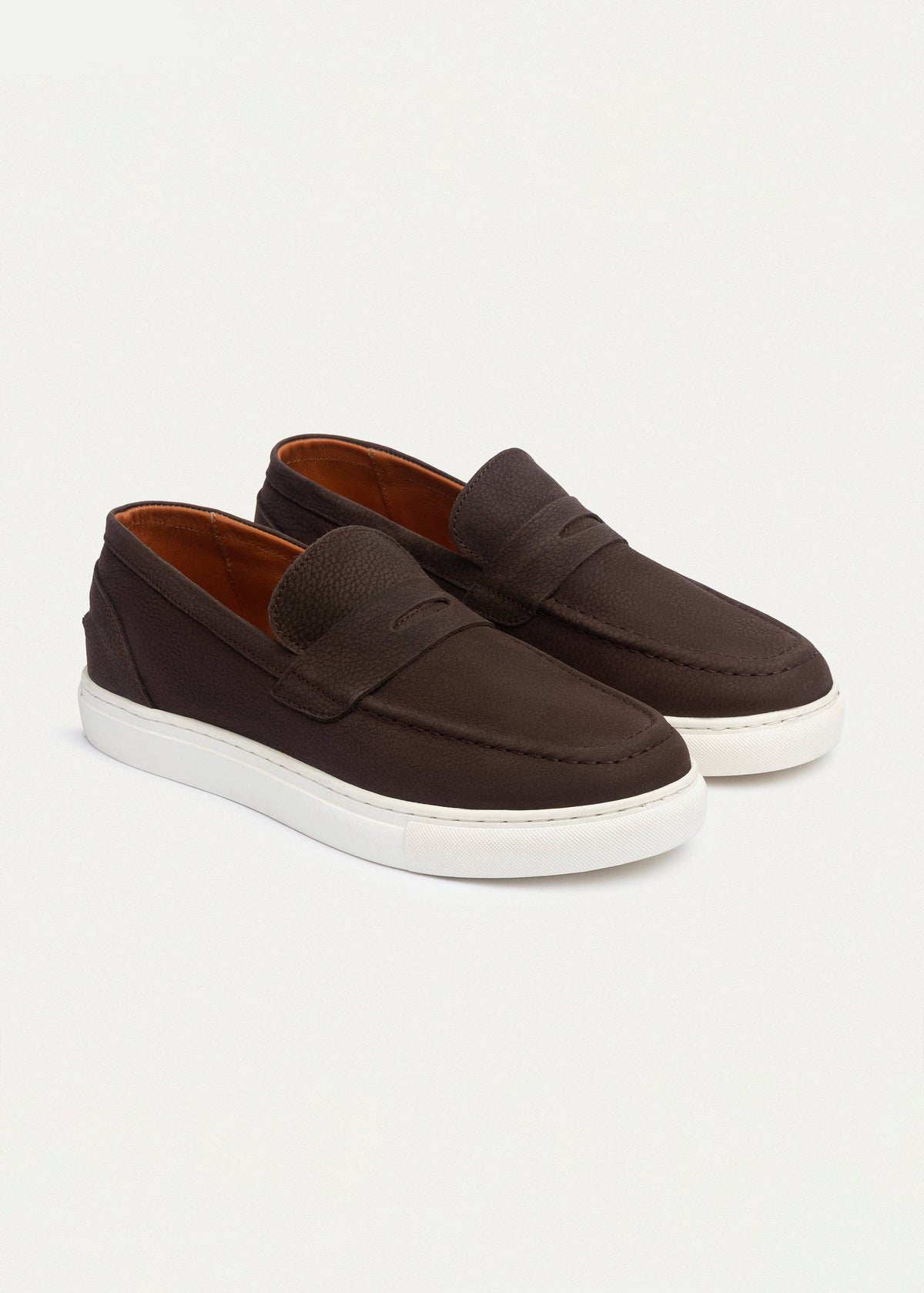 Textured Leather Slip-On Loafer — Brown