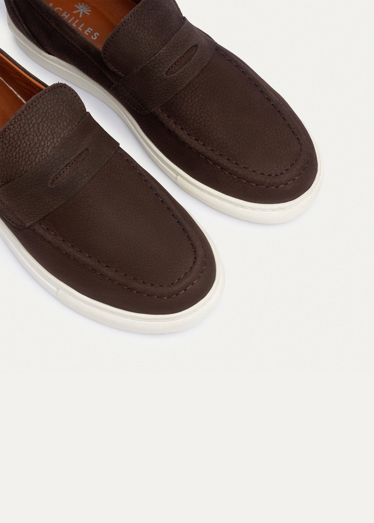 Textured Leather Slip-On Loafer — Brown