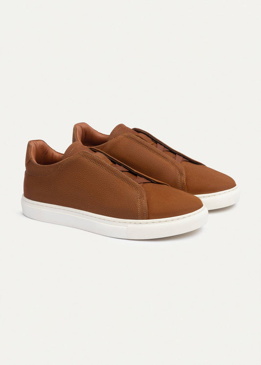 Textured Suede Slip-On Sneaker — Cinnamon