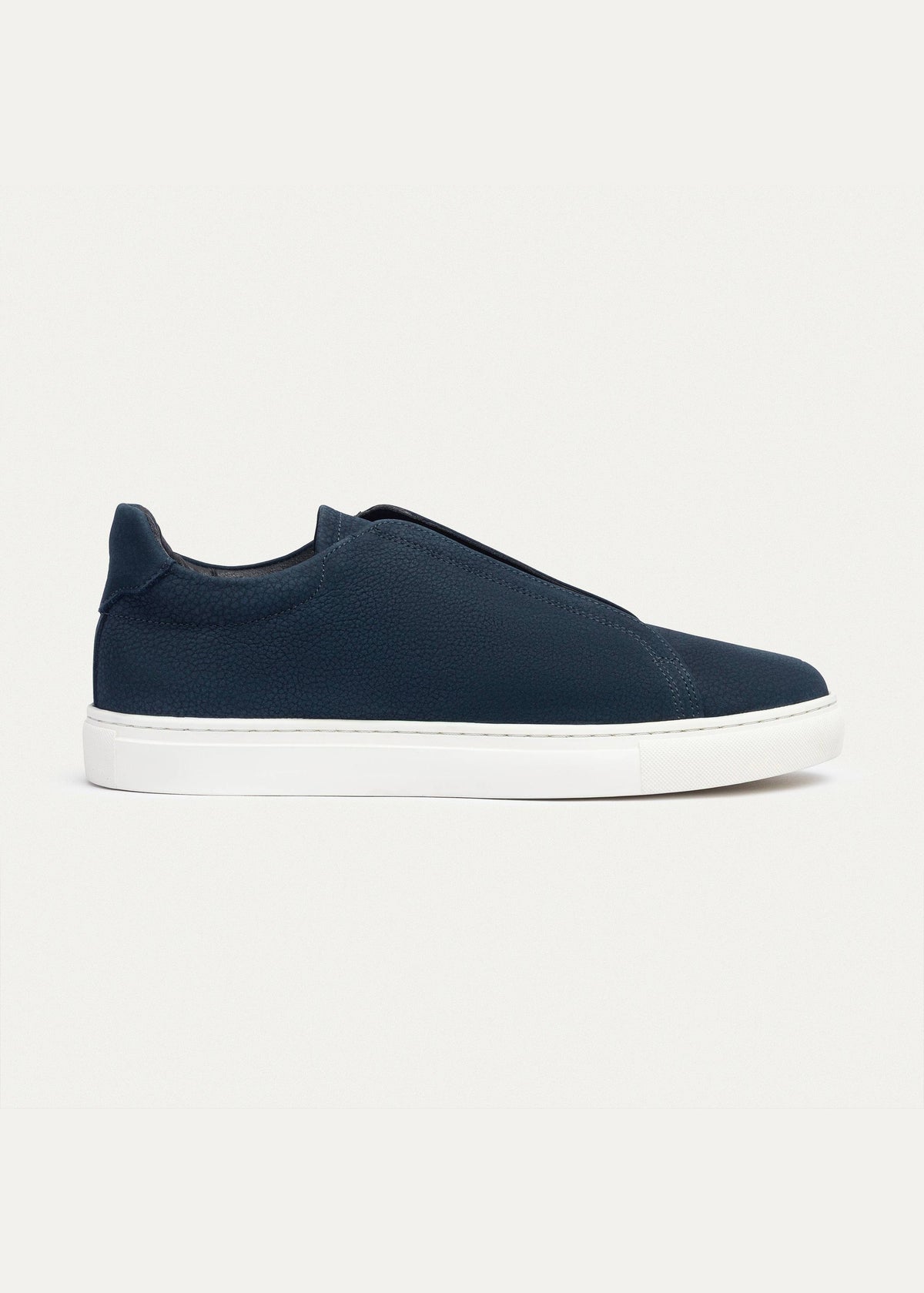 Textured Suede Slip-On Sneaker — Navy Blue