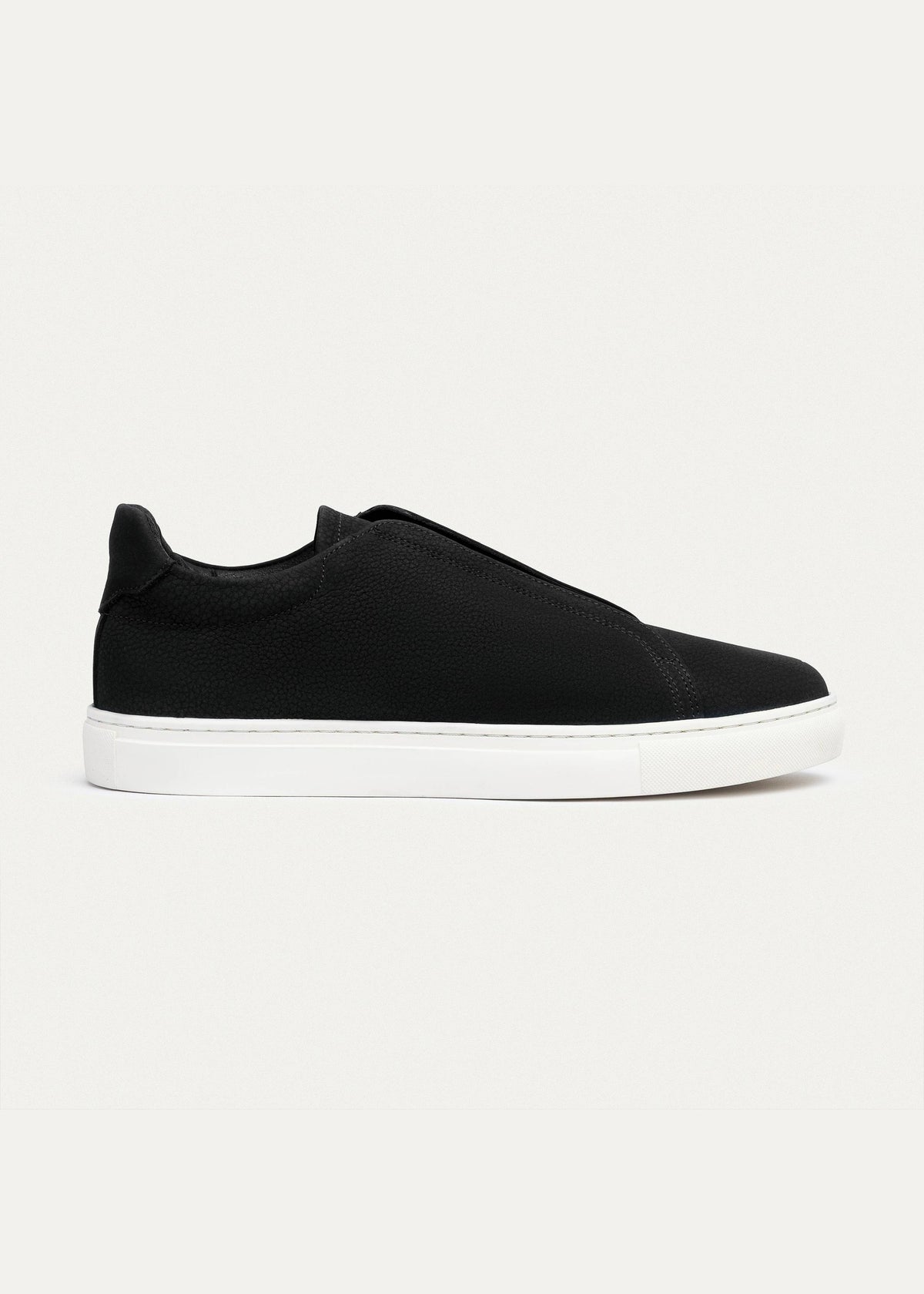 Textured Suede Slip-On Sneaker — Black