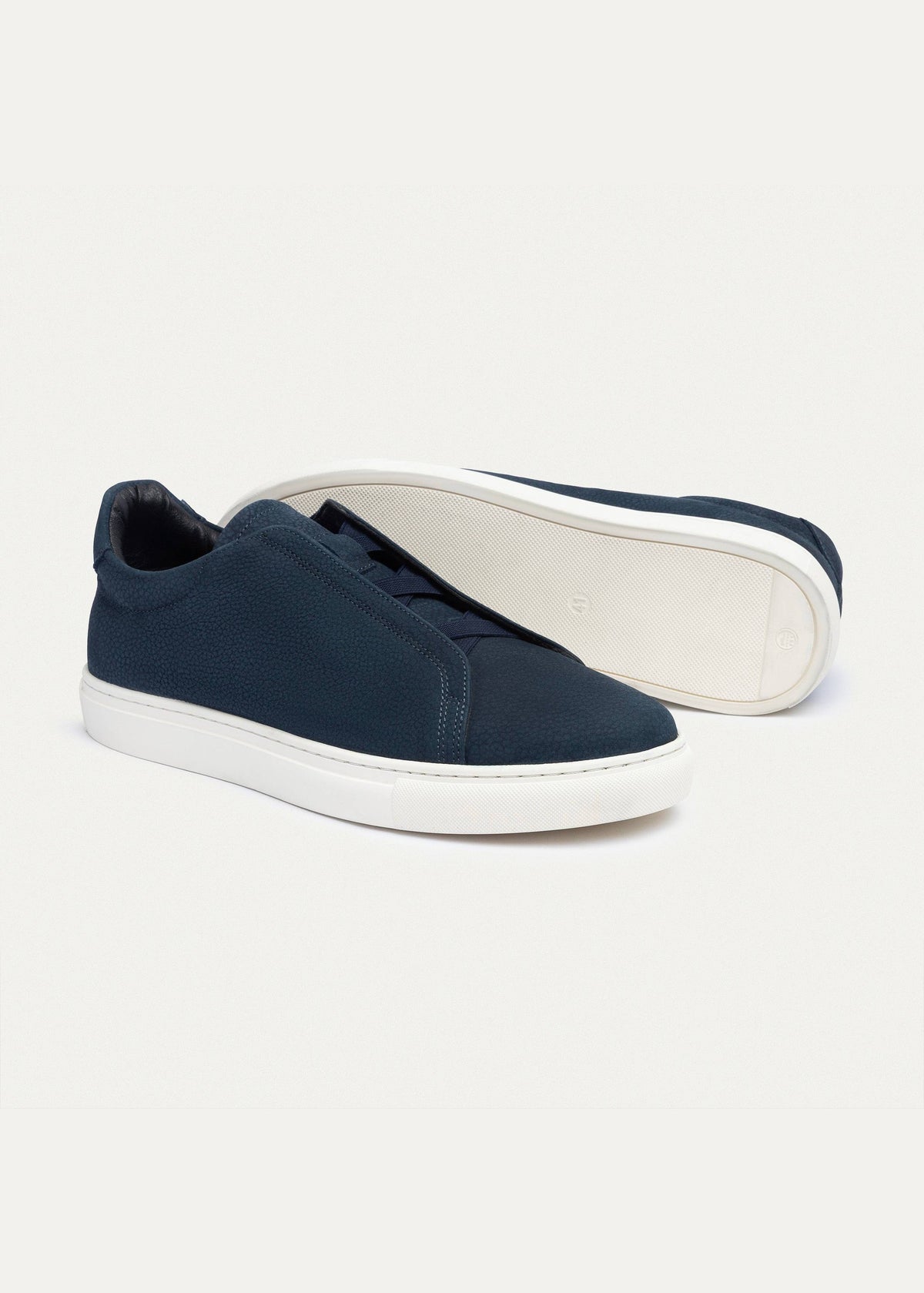 Textured Suede Slip-On Sneaker — Navy Blue