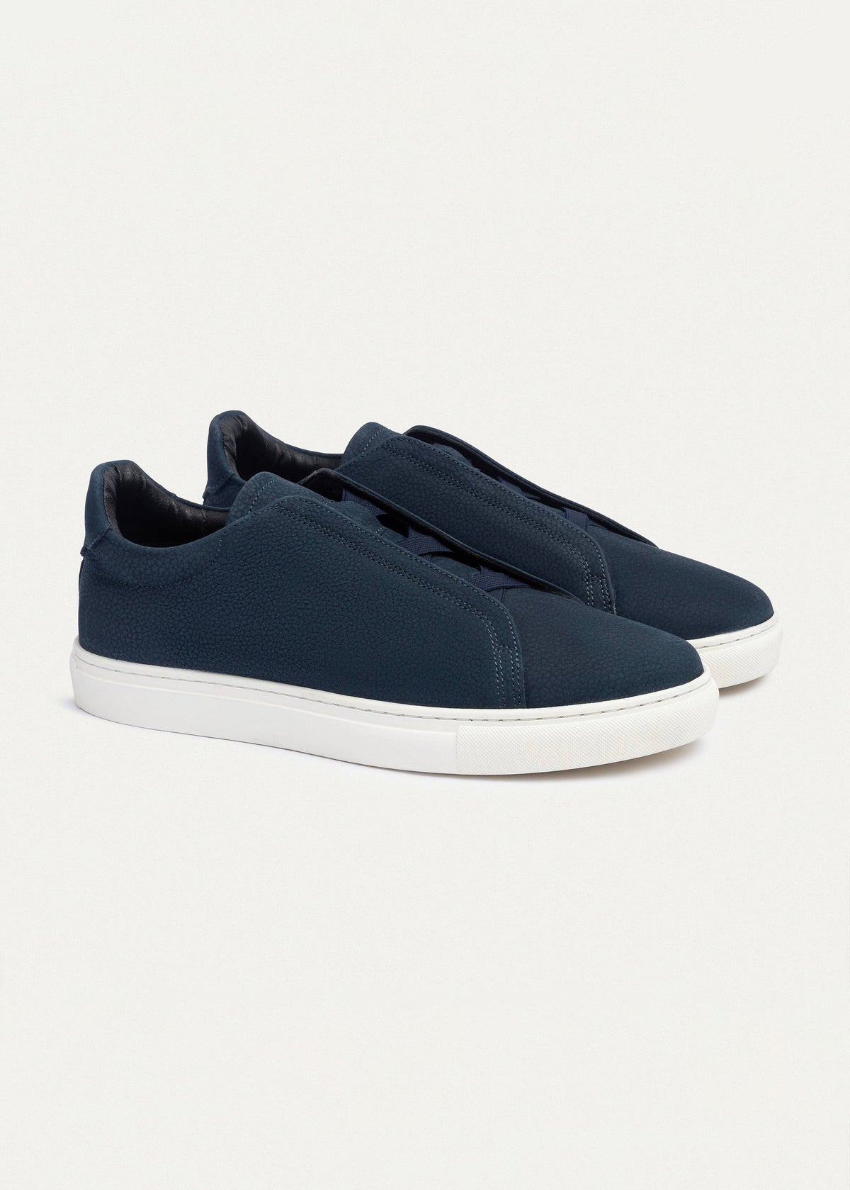 Textured Suede Slip-On Sneaker — Navy Blue