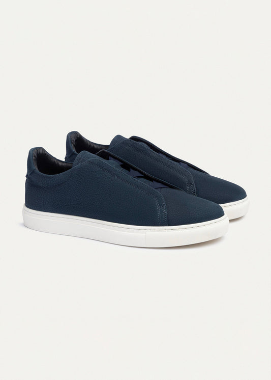 Textured Suede Slip-On Sneaker — Navy Blue
