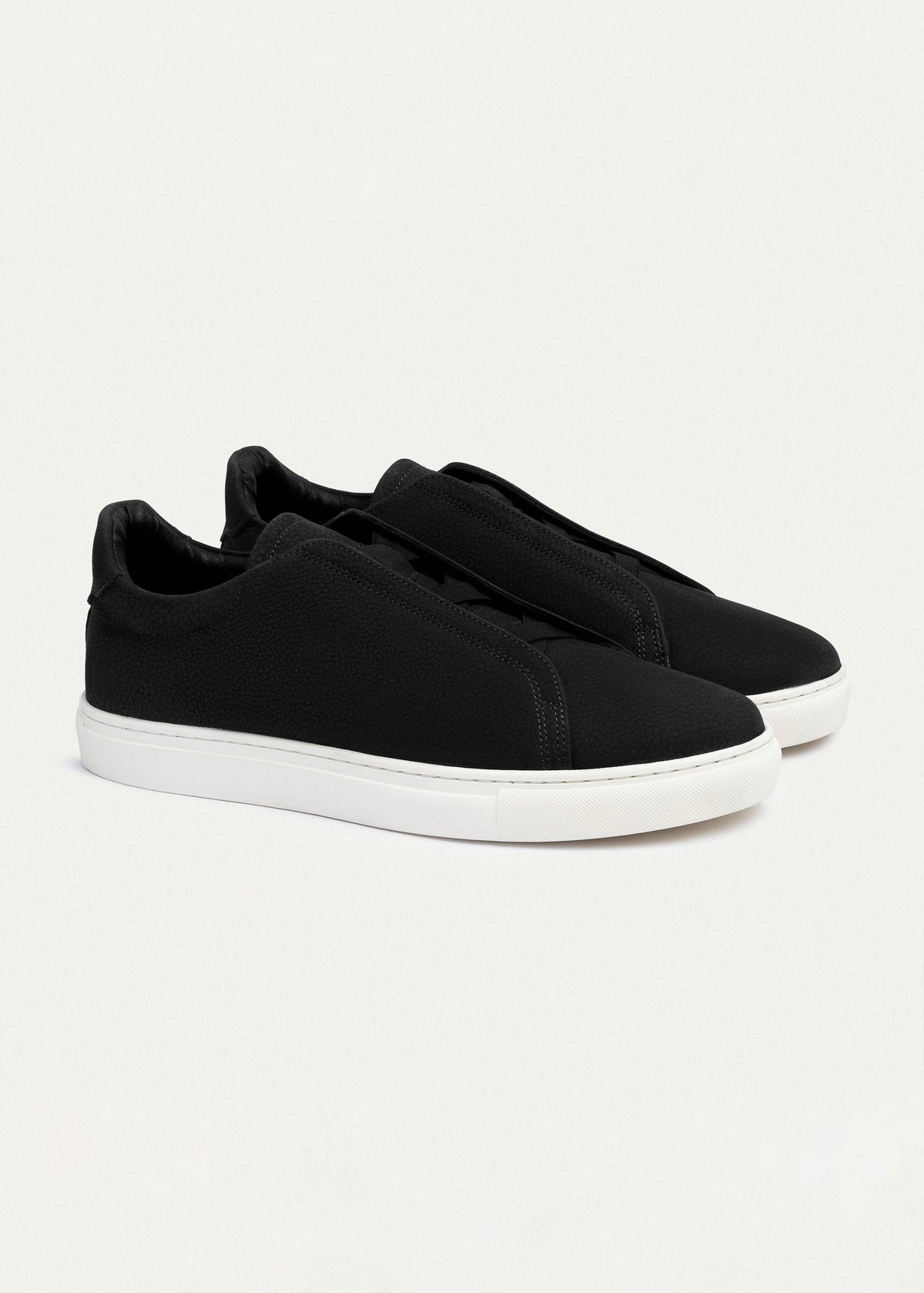 Textured Suede Slip-On Sneaker — Black