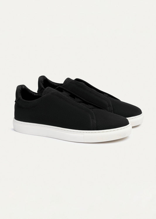 Textured Suede Slip-On Sneaker — Black