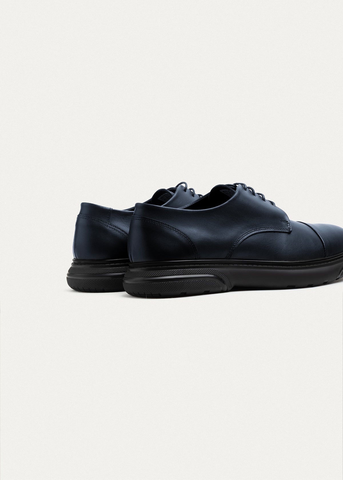 Leather Cap-Toe Oxford — Navy Blue