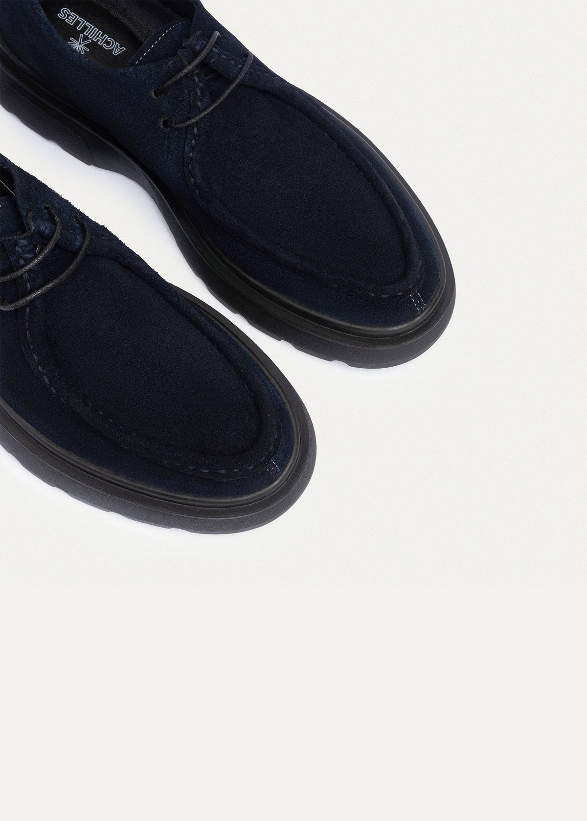 Suede Moc-Toe Lace-Up — Navy Blue