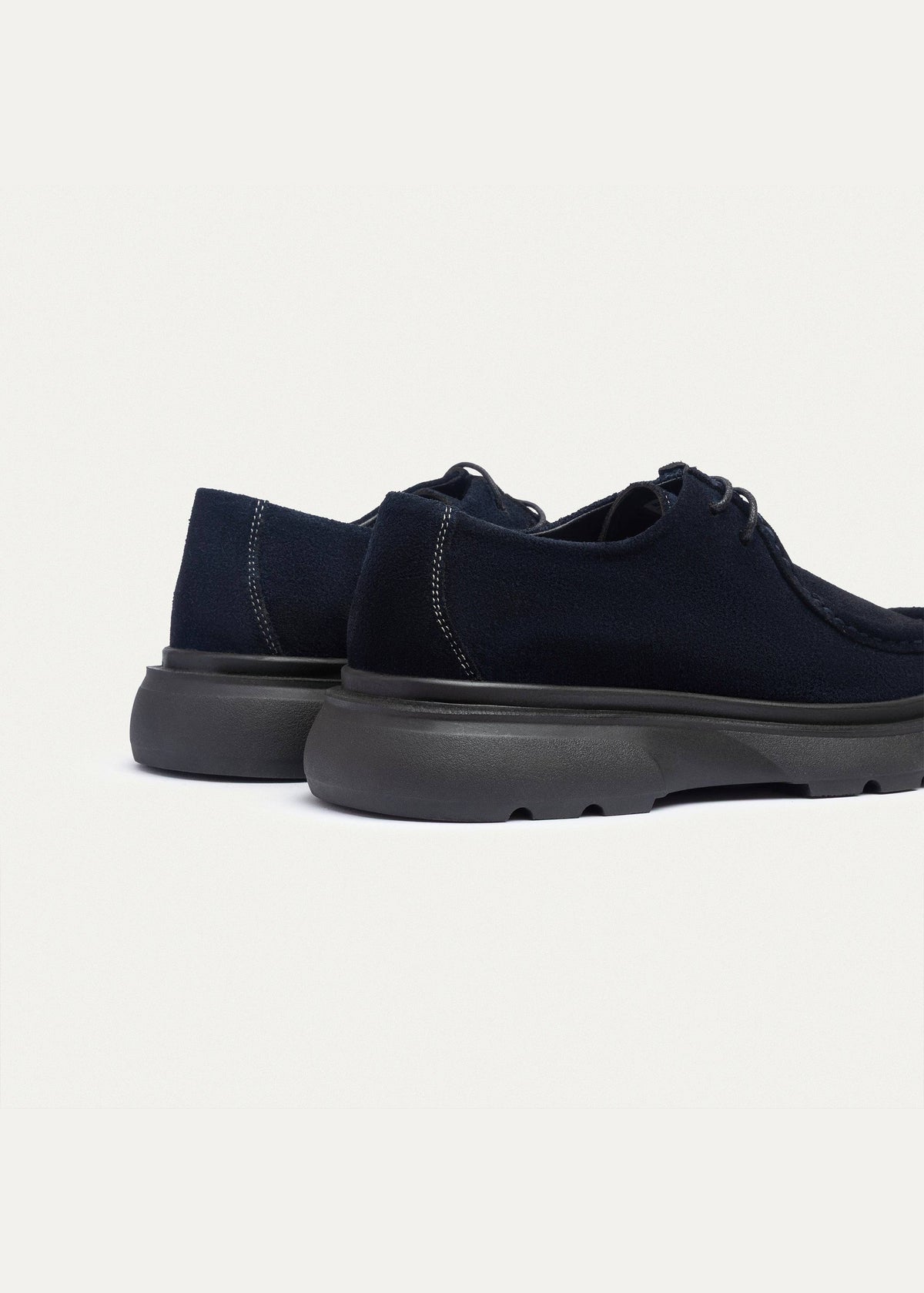 Suede Moc-Toe Lace-Up — Navy Blue