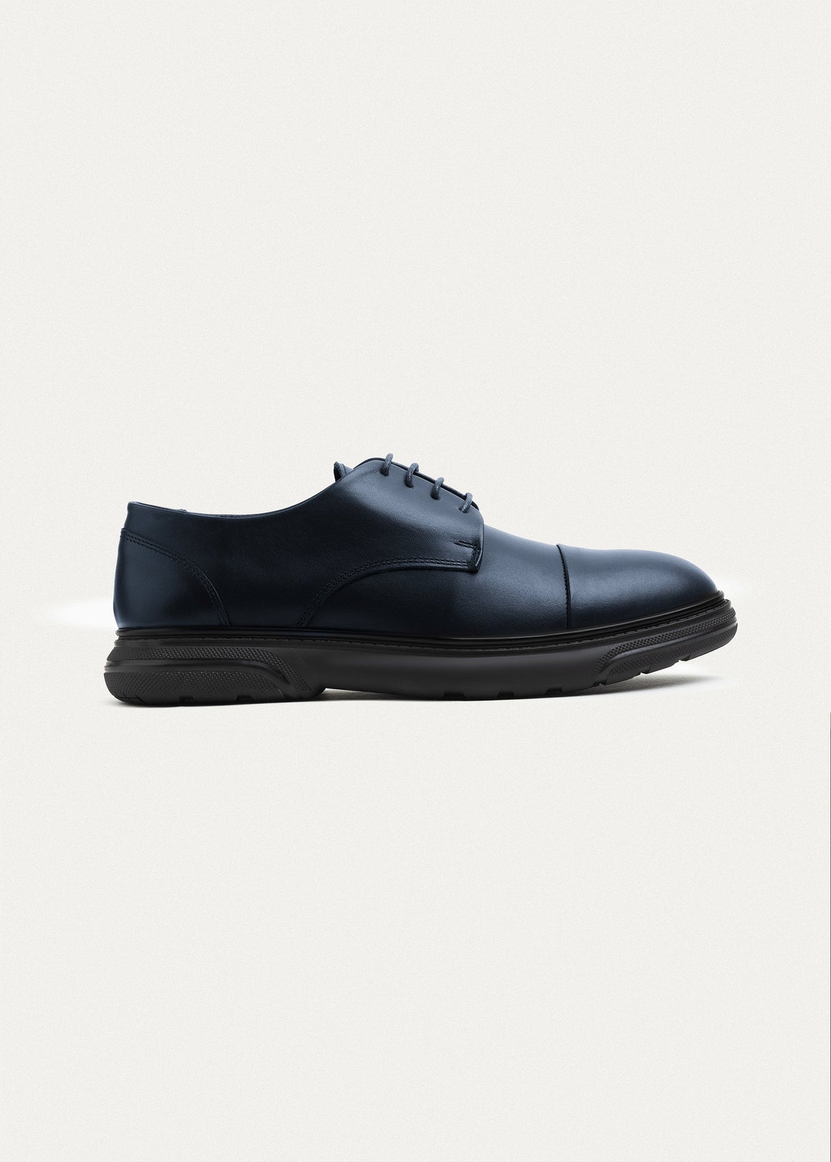 Leather Cap-Toe Oxford — Navy Blue
