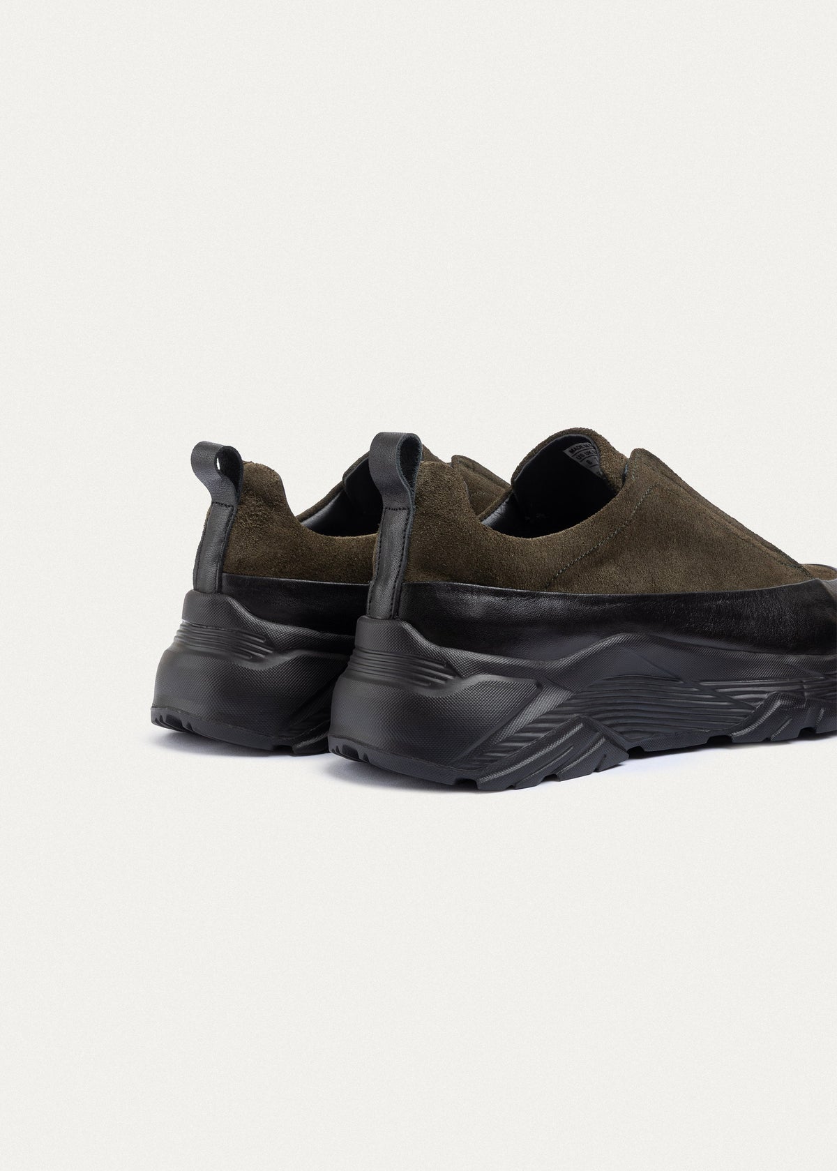 Suede Leather Comfort Trainer — Olive
