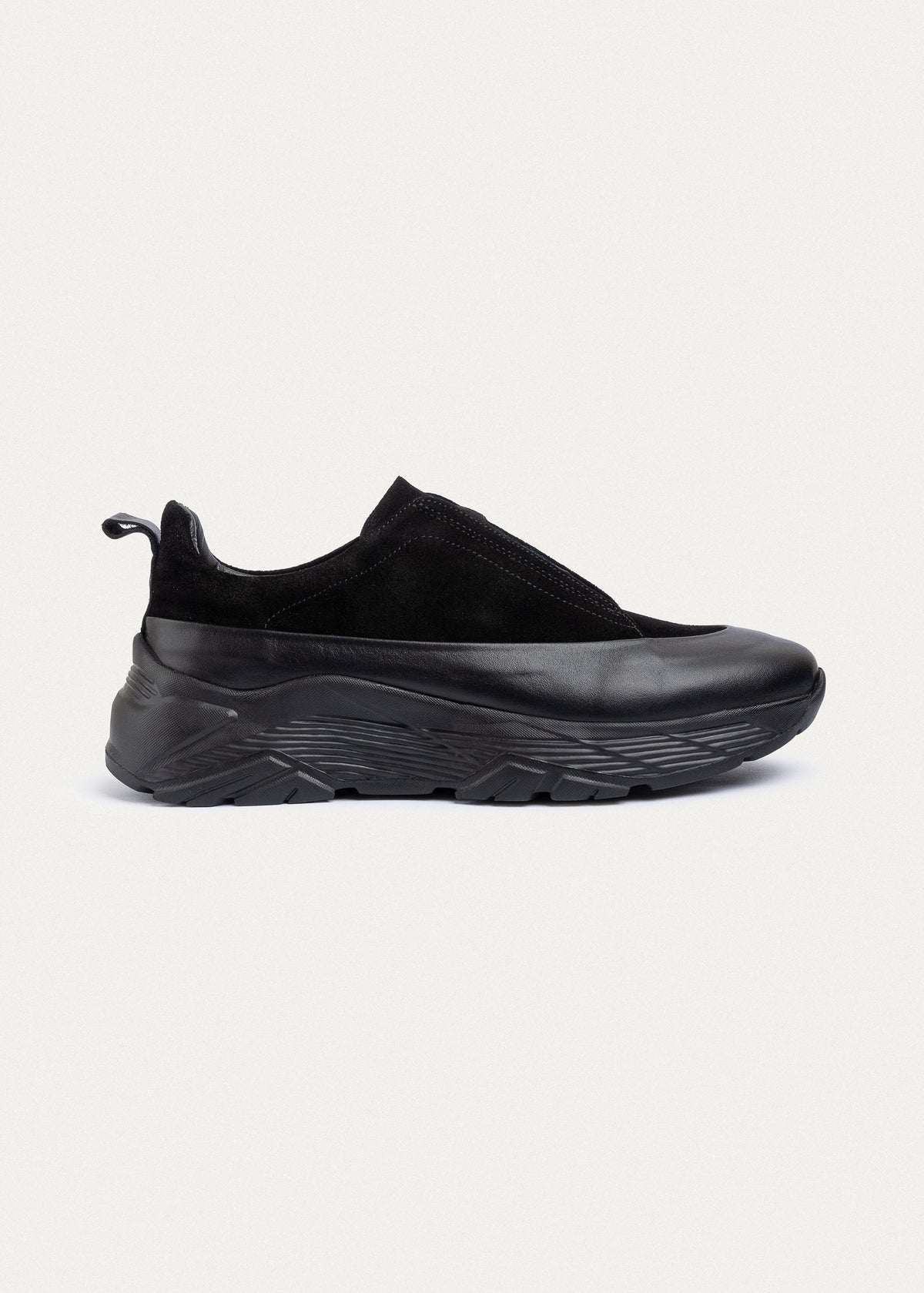 Suede Leather Comfort Trainer — Black