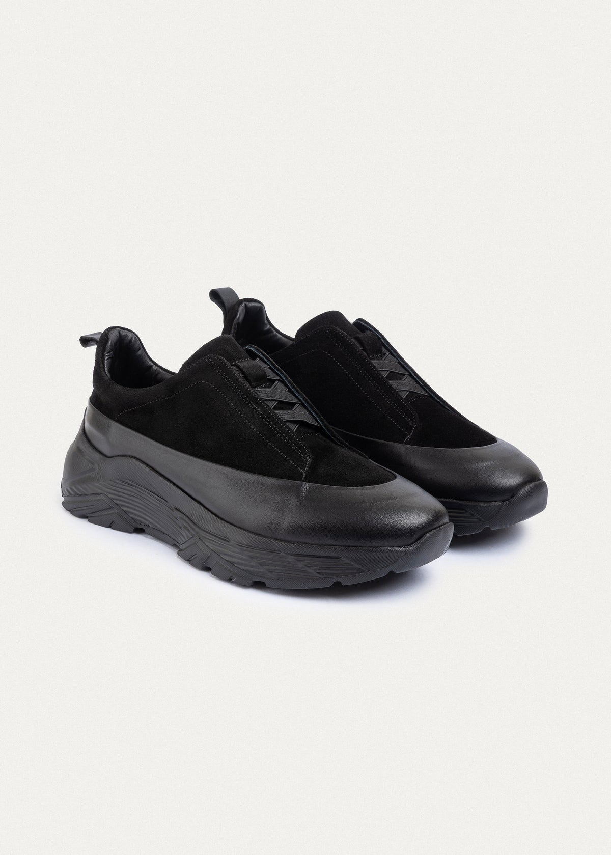 Suede Leather Comfort Trainer — Black