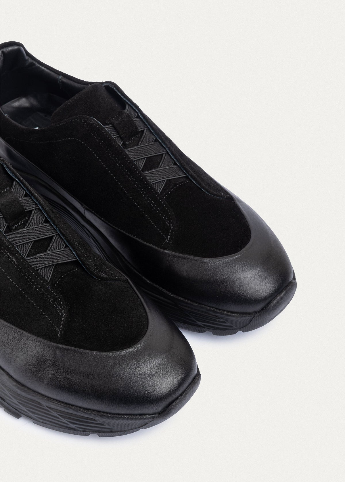 Suede Leather Comfort Trainer — Black