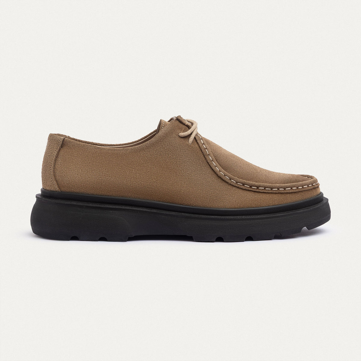 Suede Moc-Toe Lace-Up — Cafe