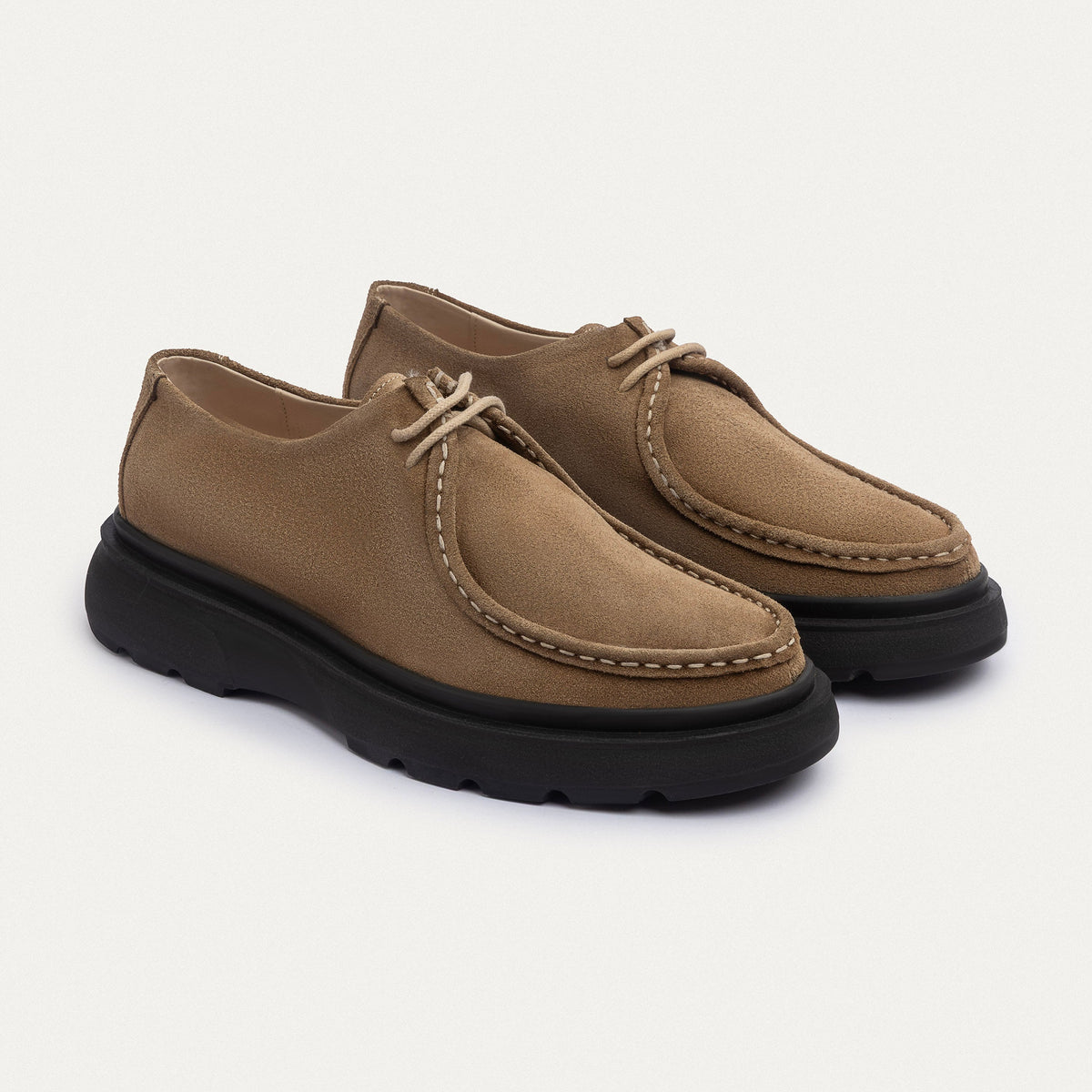 Suede Moc-Toe Lace-Up — Cafe