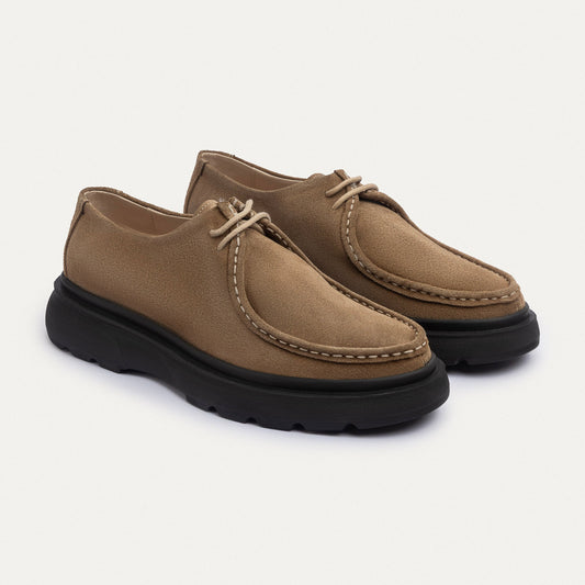 Suede Moc-Toe Lace-Up — Cafe