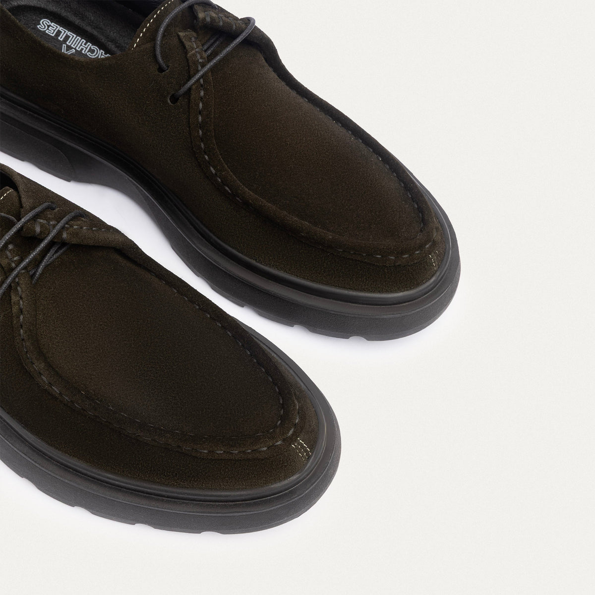 Suede Moc-Toe Lace-Up — Dark Olive