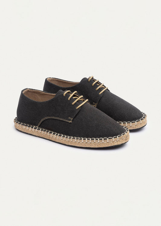 Washed Canvas Espadrille II — Black