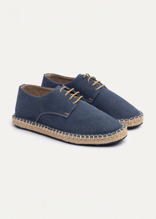 Washed Canvas Espadrille II — Navy Blue