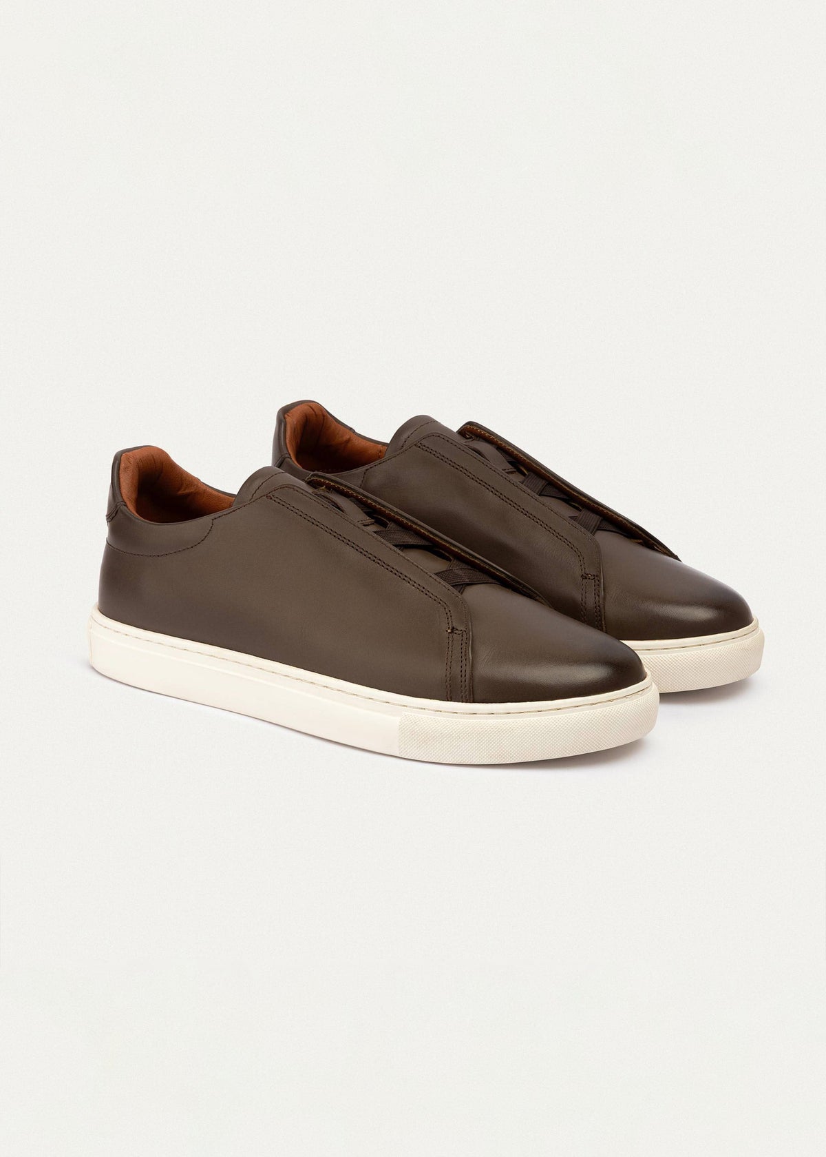 Textured Leather Slip-On Sneaker — Light Brown