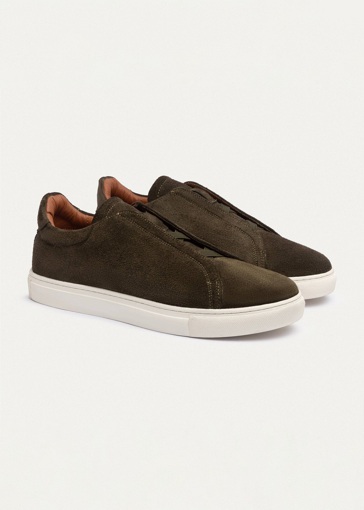 Suede Slip-On Sneaker — Olive