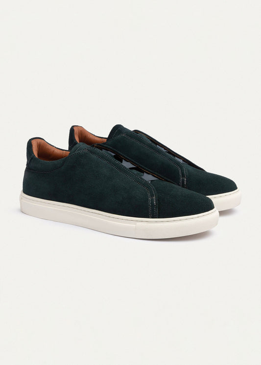 Suede Slip-On Sneaker — Dark Green