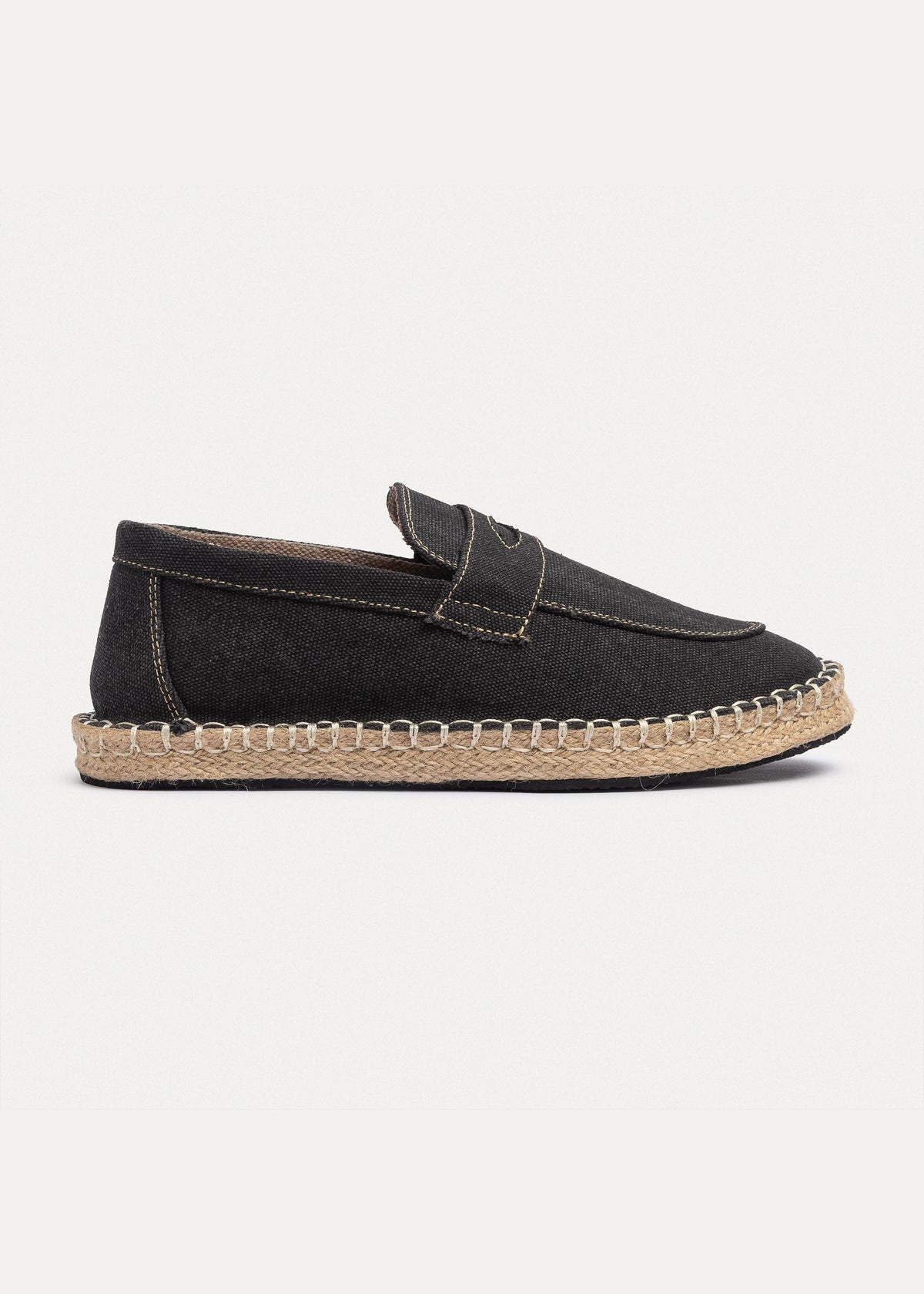 Linen Slip-On Espadrille — Black