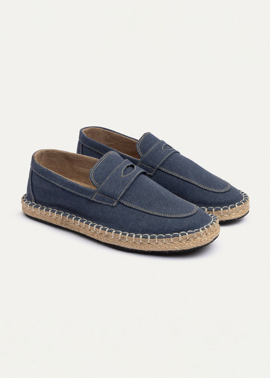 Linen Slip-On Espadrille — Navy Blue